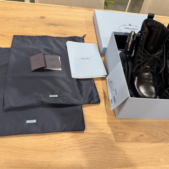 NEW Prada Black Monolith Leather Boots W/ Re-Nylon Pouch Size 39EU - Picture 3 of 6
